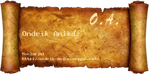Ondrik Anikó névjegykártya